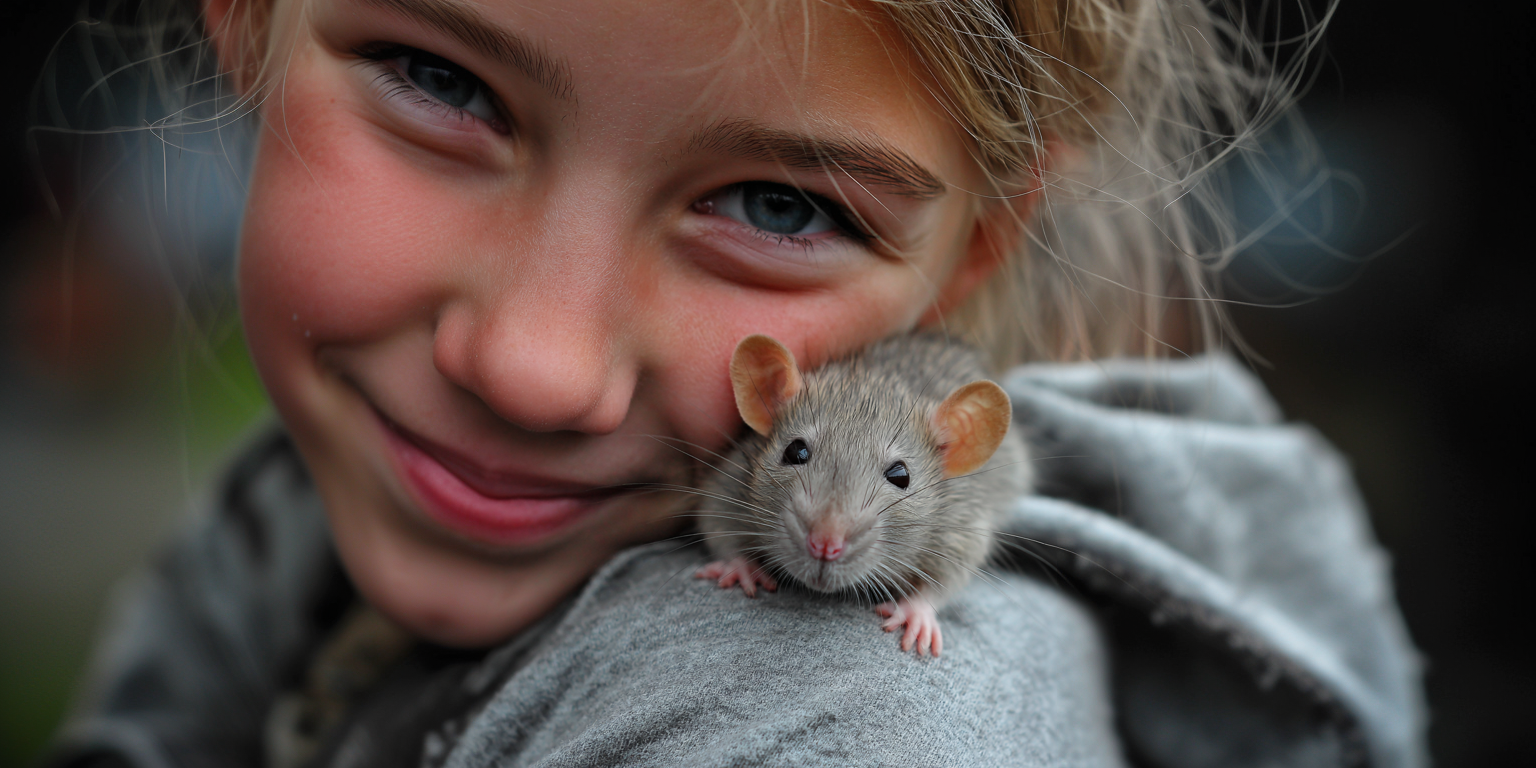 Close-up of child holding a pet rat, featured in Inside Royal Suite blog.