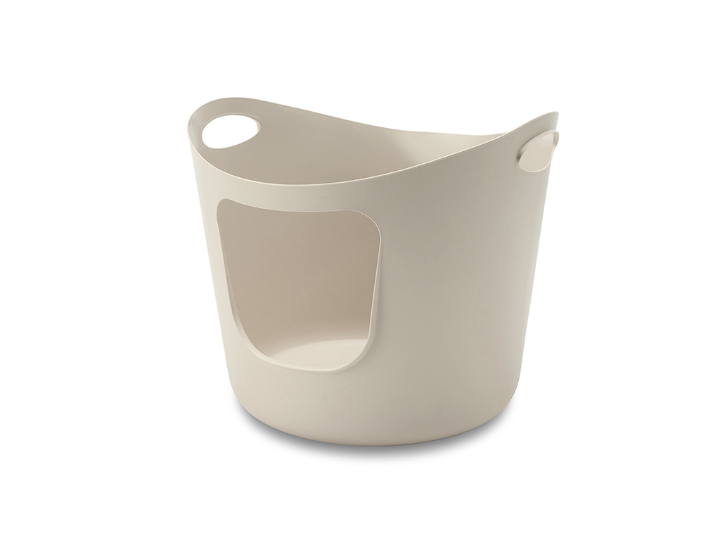 Mocha Flex-a-loo litter tray with high sides and low entry, shown in a home setting