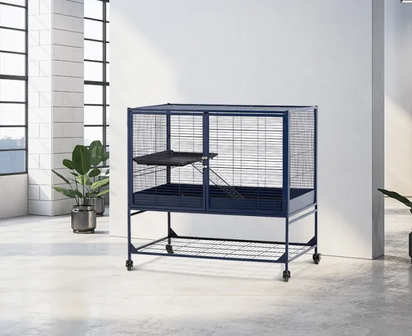 Royal Suite 100 Single Unit cage placed in modern loft with large windows and plants.