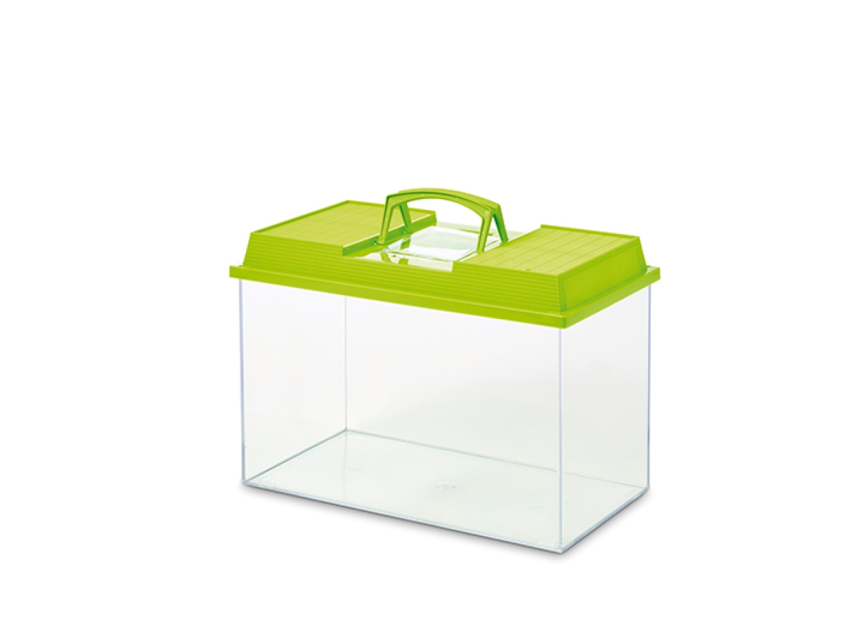 Savic Fauna Box 10 L – transparent plastic terrarium with ventilated lid for small animals.L
