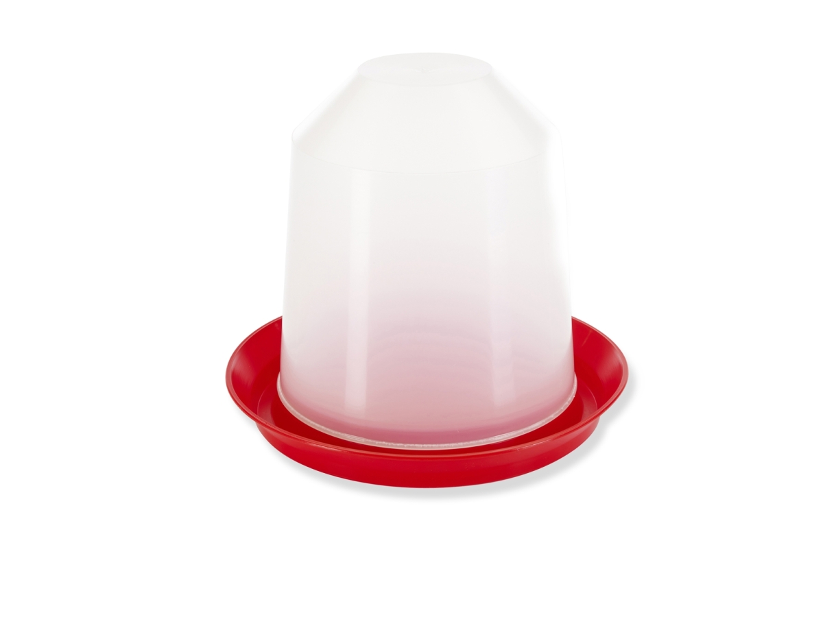 Savic Aviary Drinker 6 L – red and white plastic poultry water dispenser for ground use.