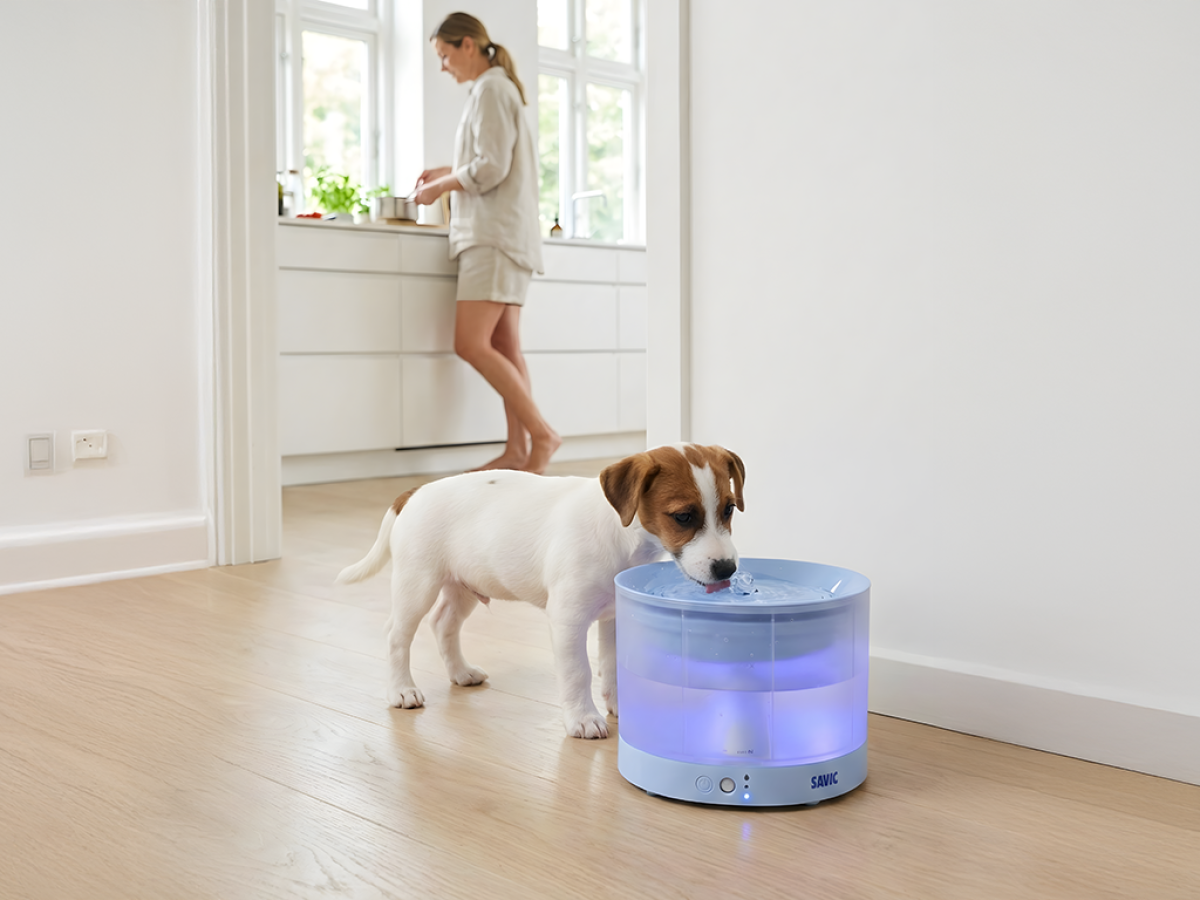 Savic Sensa Water Fountain Blue with translucent water reservoir and LED indicators