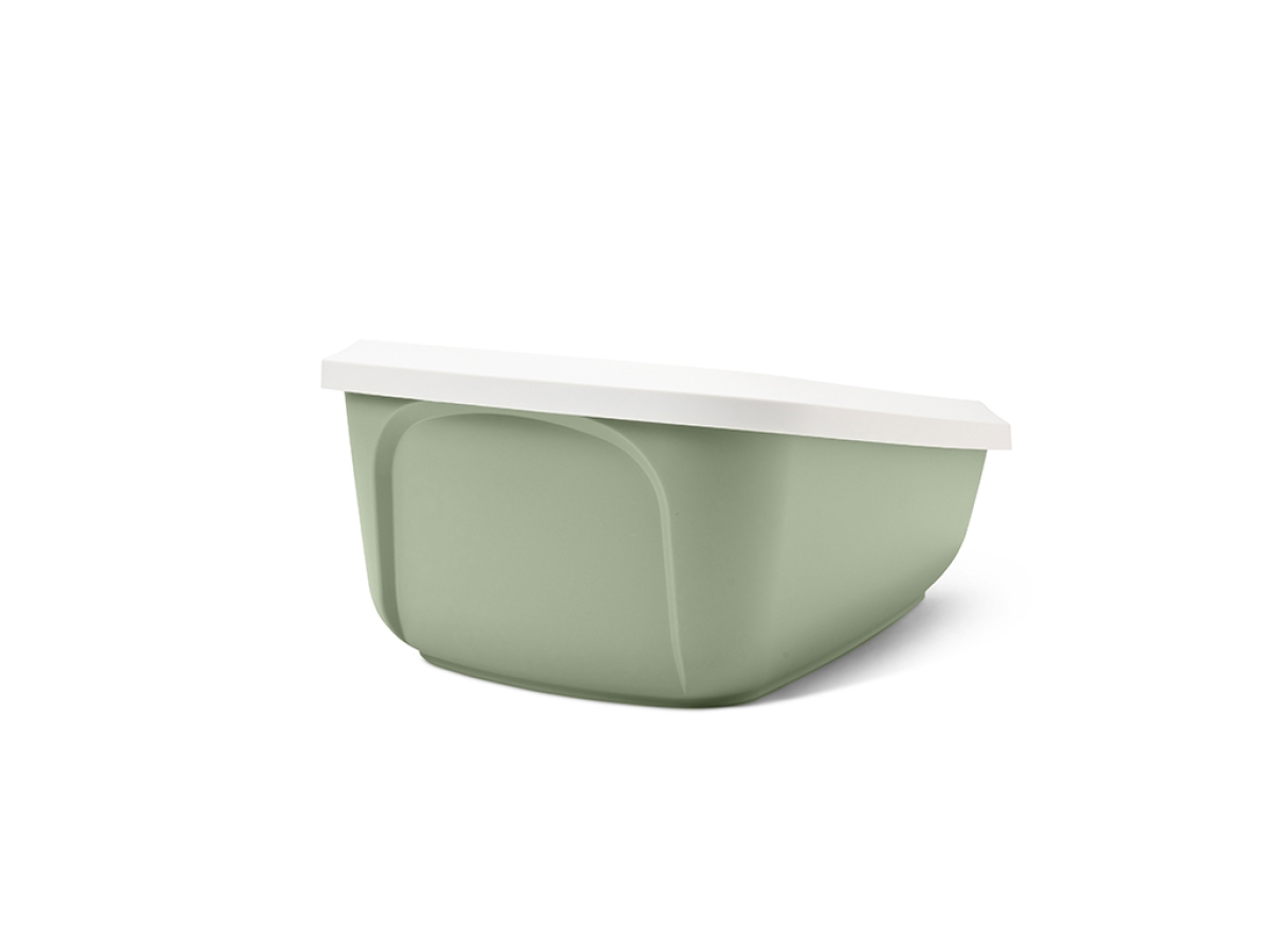 Savic Aseo Jumbo Botanical Green large high-back cat litter tray with white rim