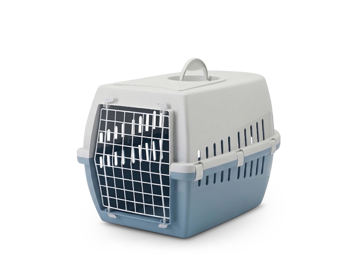 Savic Trotter 3 pet carrier in anthracite, coated wire door, for cats and small dogs up to 10 kg, 60.5 × 40.5 × 39 cm.