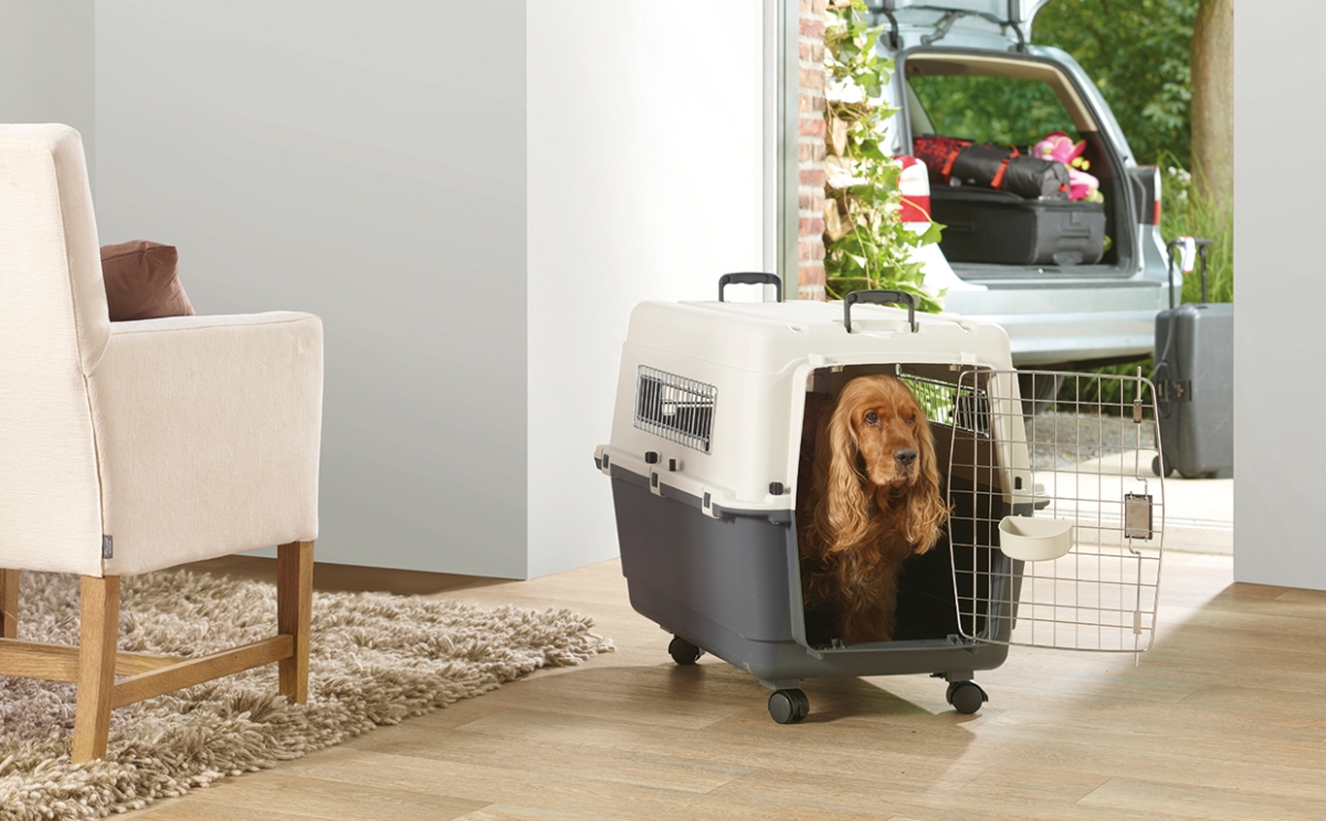 Savic Andes 5 Anthracite transport crate, durable and ventilated travel crate for dogs up to 25 kg with wheels and chrome door.