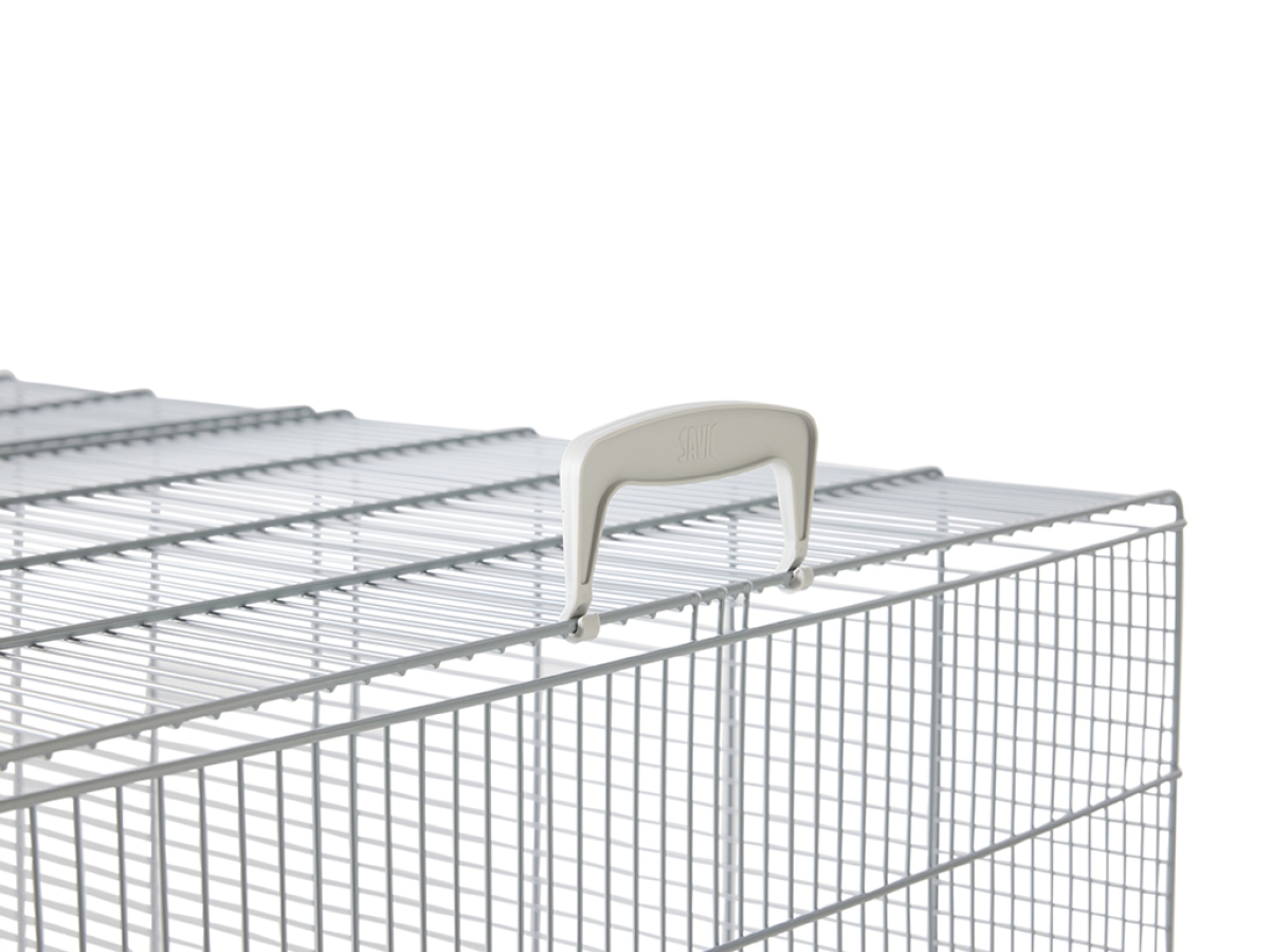 Savic Freddy 2 Max small animal cage 80 x 50 x 80 cm silver wire light grey accessories with platforms and hammock.