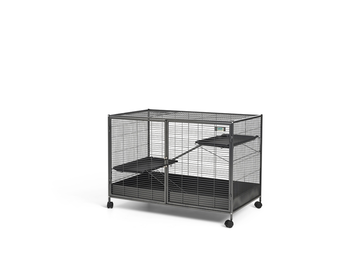 Savic Royal Suite XL Single Unit small animal cage in anthracite – expandable metal cage with wide doors and platforms.