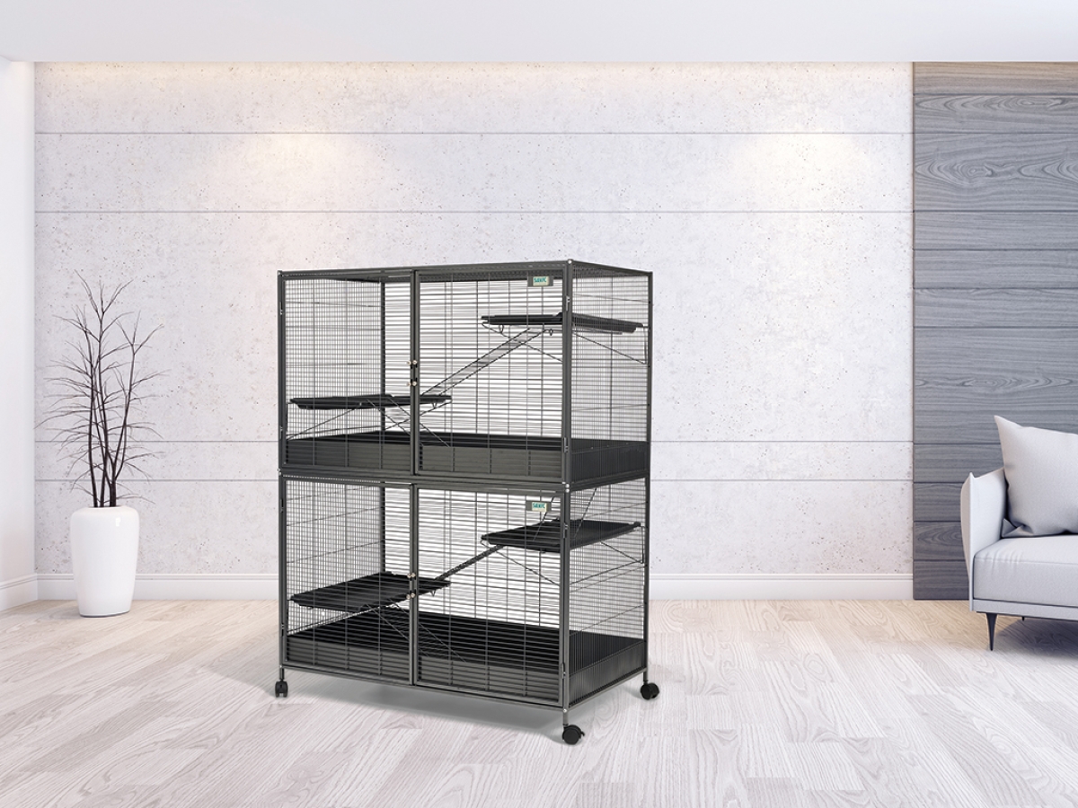 Savic Royal Suite XL Add-on Unit anthracite metal cage extension with ladders, platforms and protective rims, 115 × 67.5 × 71 cm.