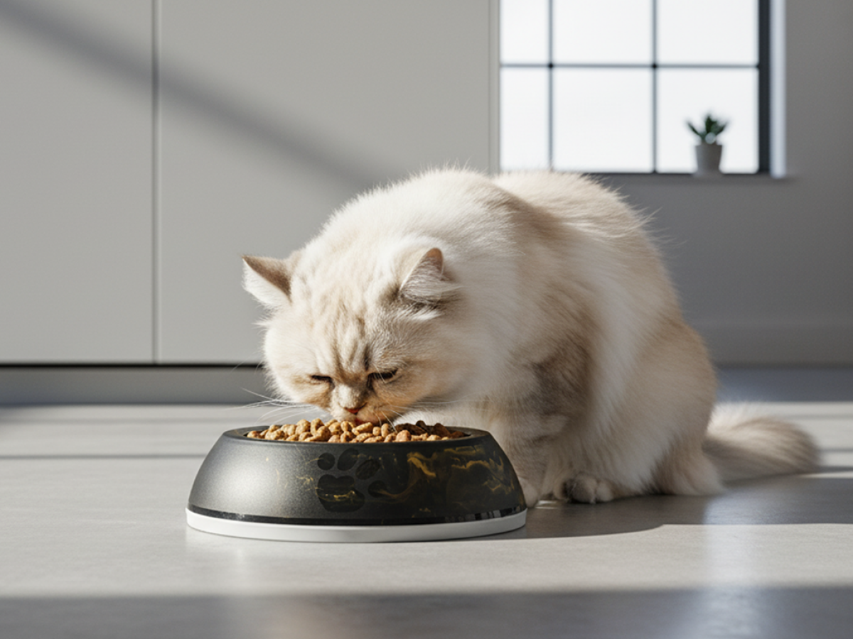 Delice Cat Marble Black Gold 0.2 L – Stylish Feeding & Drinking Bowl CSavic Delice Cat Marble Black Gold 0.2 L feeding and drinking bowl with non-slip rim and marble finish, cat eating from bowl in home setting