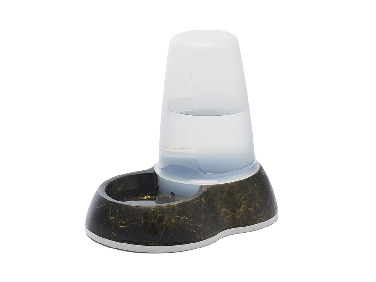 Loop Marble Water Medium – Stylish Water Dispenser 1.5 L Savic Loop Marble Water Medium dispenser in marble black gold with transparent water container and non-slip base filled with water