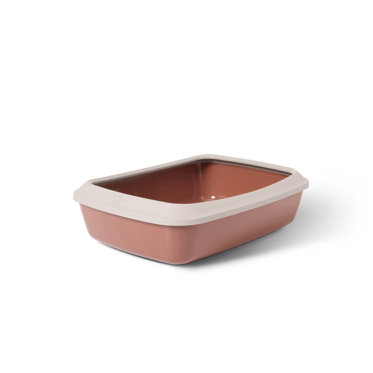 Savic Iriz 42 cm Tuscan Red cat litter tray with champagne rim and paw-patterned edge