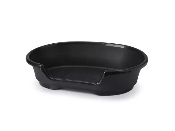 Cosy 78 cm plastic dog bed in black – sturdy, ventilated, and easy-to-clean resting space for dogs of all ages.