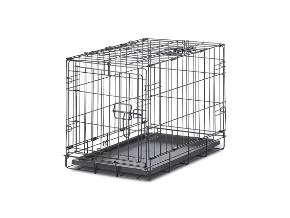 Dog Cottage 50 cm metal wire dog crate – collapsible, front and top door access, black e-coating finish, and secure containment for training and travel.
