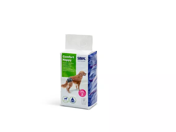 Comfort Nappy Dog Diapers – Super absorbent, leak-proof nappies with a black outer layer. Ideal for puppies, dogs in heat, or incontinence.