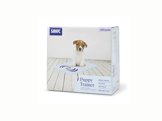 Savic Puppy Trainer Medium pads, shown as folded absorbent training pads