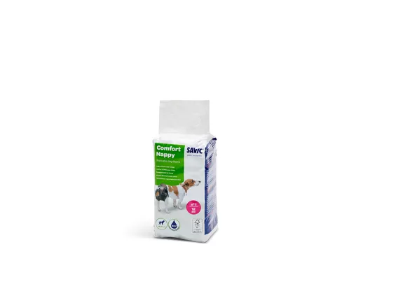 Comfort Nappy Dog Diapers – Super absorbent, leak-proof nappies with a black outer layer. Ideal for puppies, dogs in heat, or incontinence.